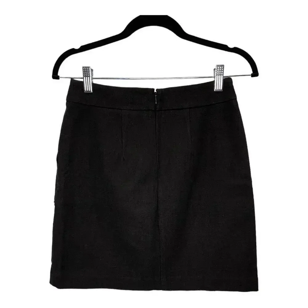LOFT Petites Size 0 Skirt Black A-Line Pockets‎ Cotton Stretch Lined